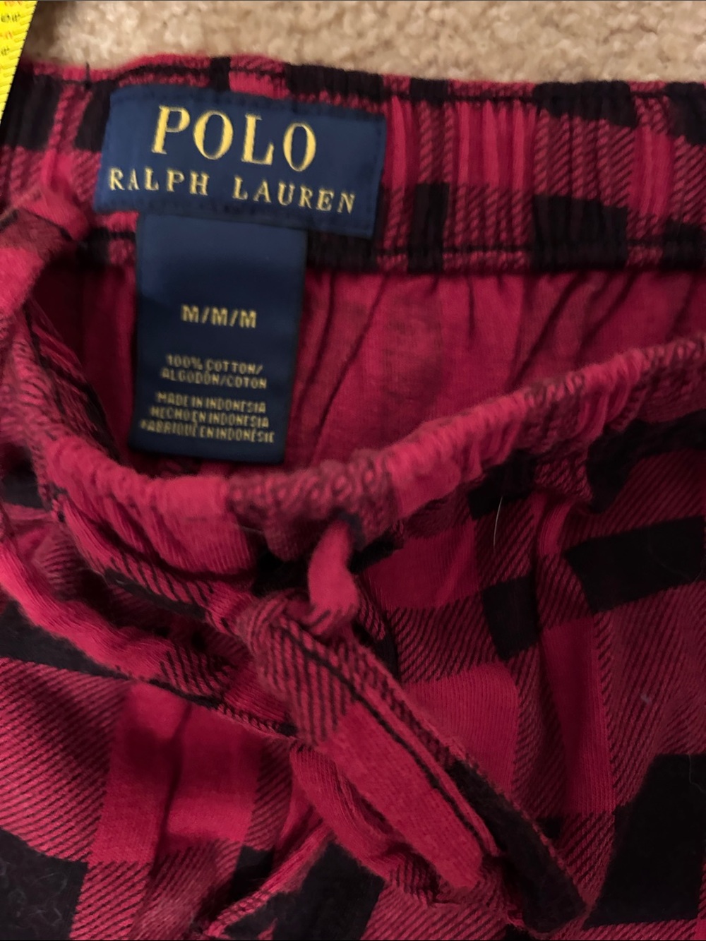 Polo Ralph Lauren Red & Black Plaid Cotton Lounge Pants
